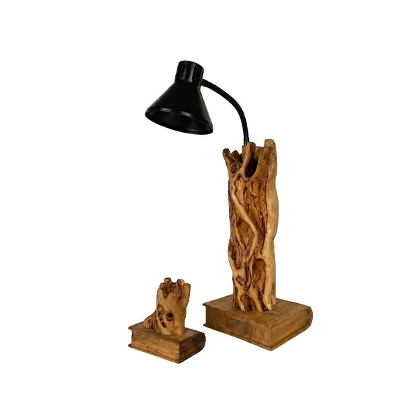 چراغ مطالعه دست ساز 2 چراغ رومیزی دستساز چوبی